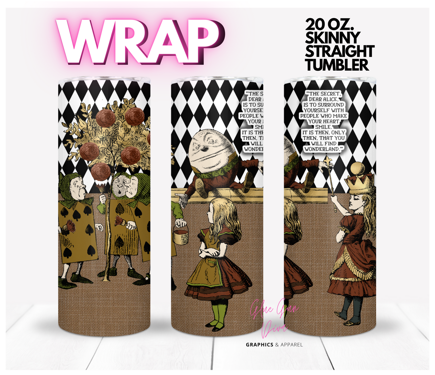 Alice in Fall-  Digital tumbler wrap for 20 oz skinny straight tumbler