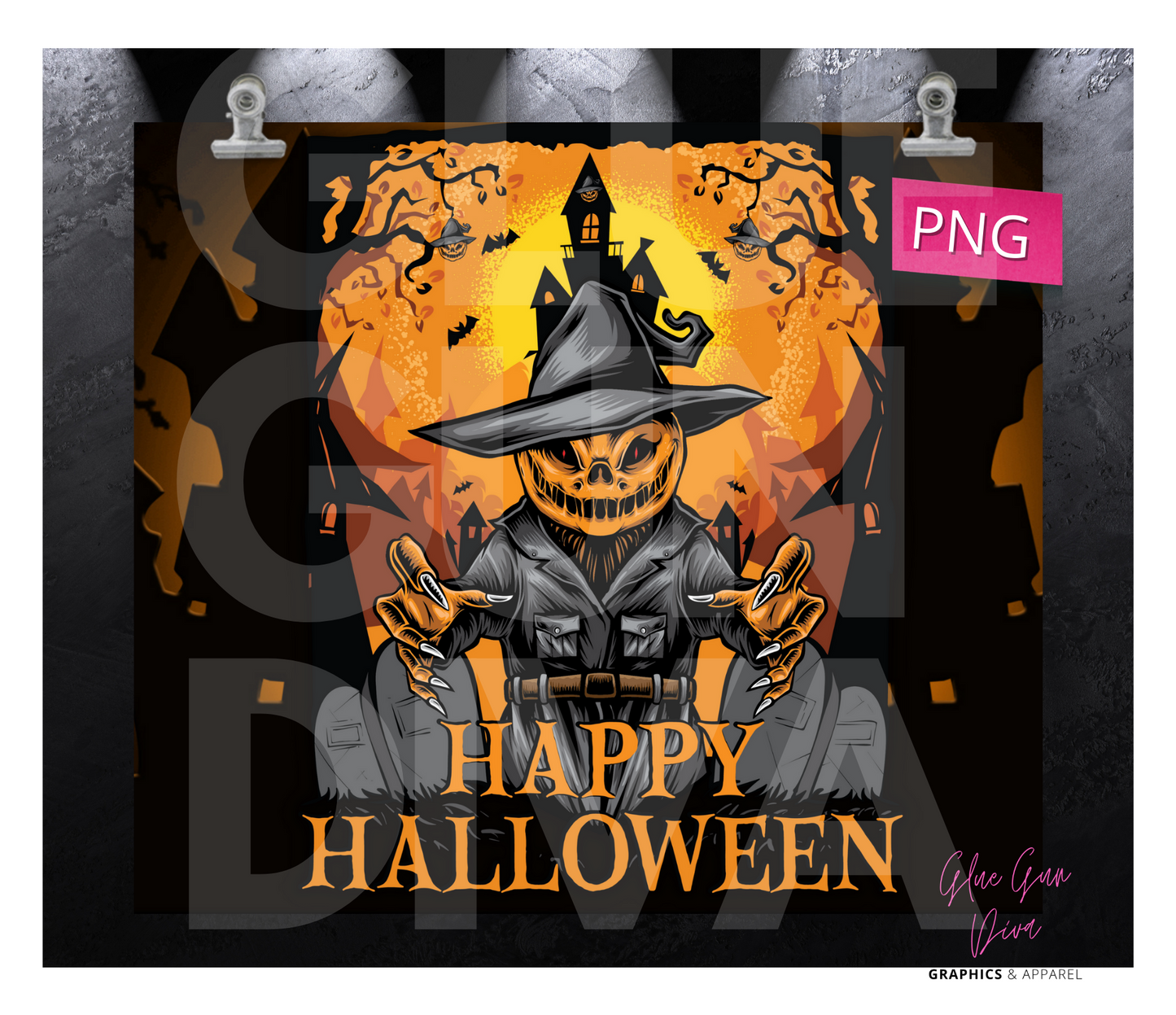 Happy Halloween -  Digital tumbler wrap for 20 oz skinny straight tumbler