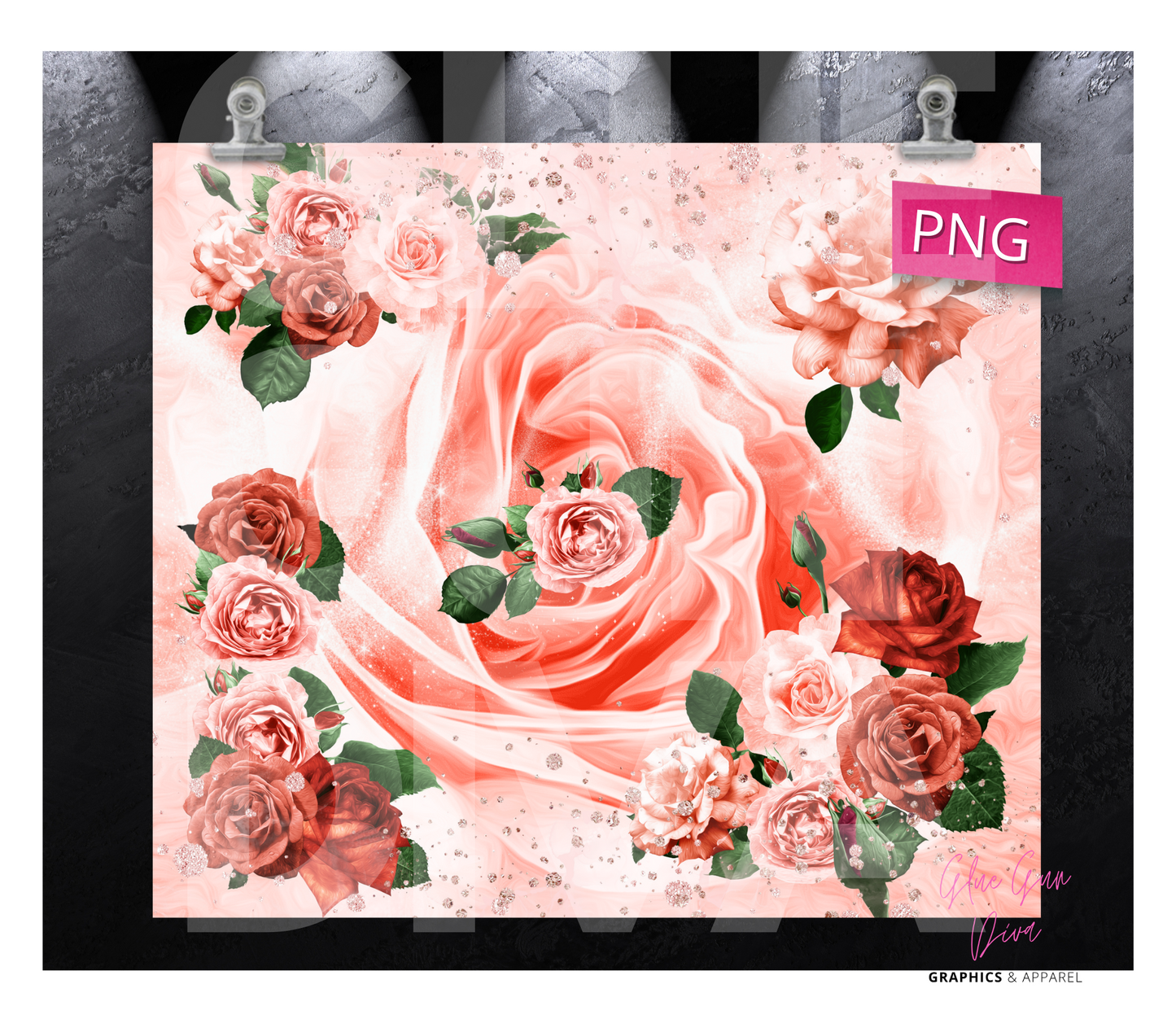 Rose dream-   Digital tumbler wrap for 20 oz skinny straight tumbler