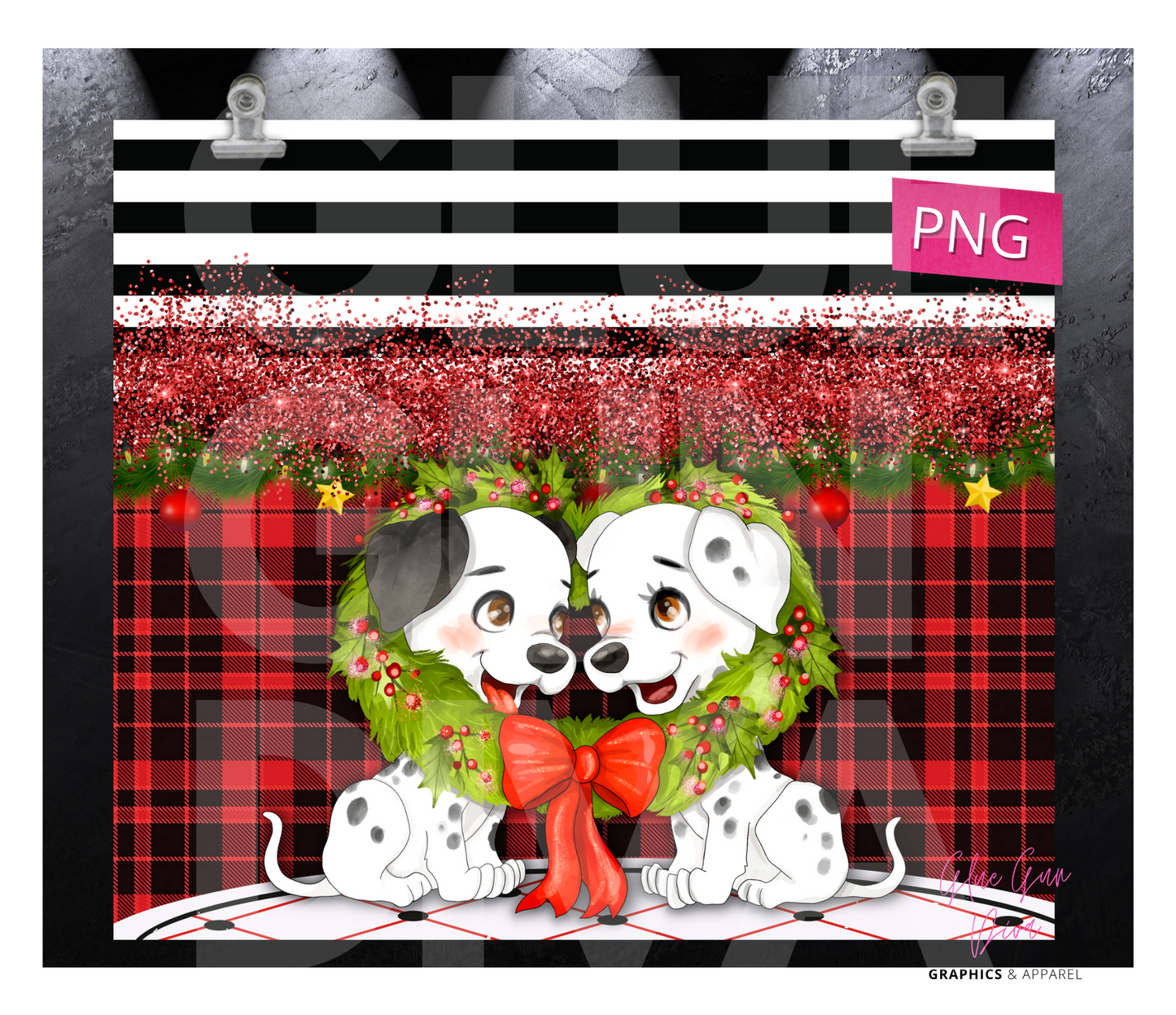 Dalmatian Christmas Couple - Digital tumbler wrap for 20 oz skinny straight tumbler