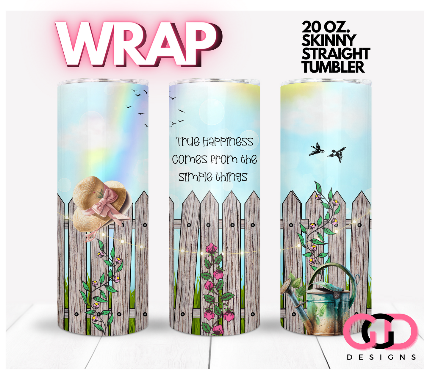 Simple Things-   Digital tumbler wrap for 20 oz skinny straight tumbler