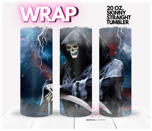 Grim Reaper Thunder -  Digital tumbler wrap for 20 oz skinny straight tumbler