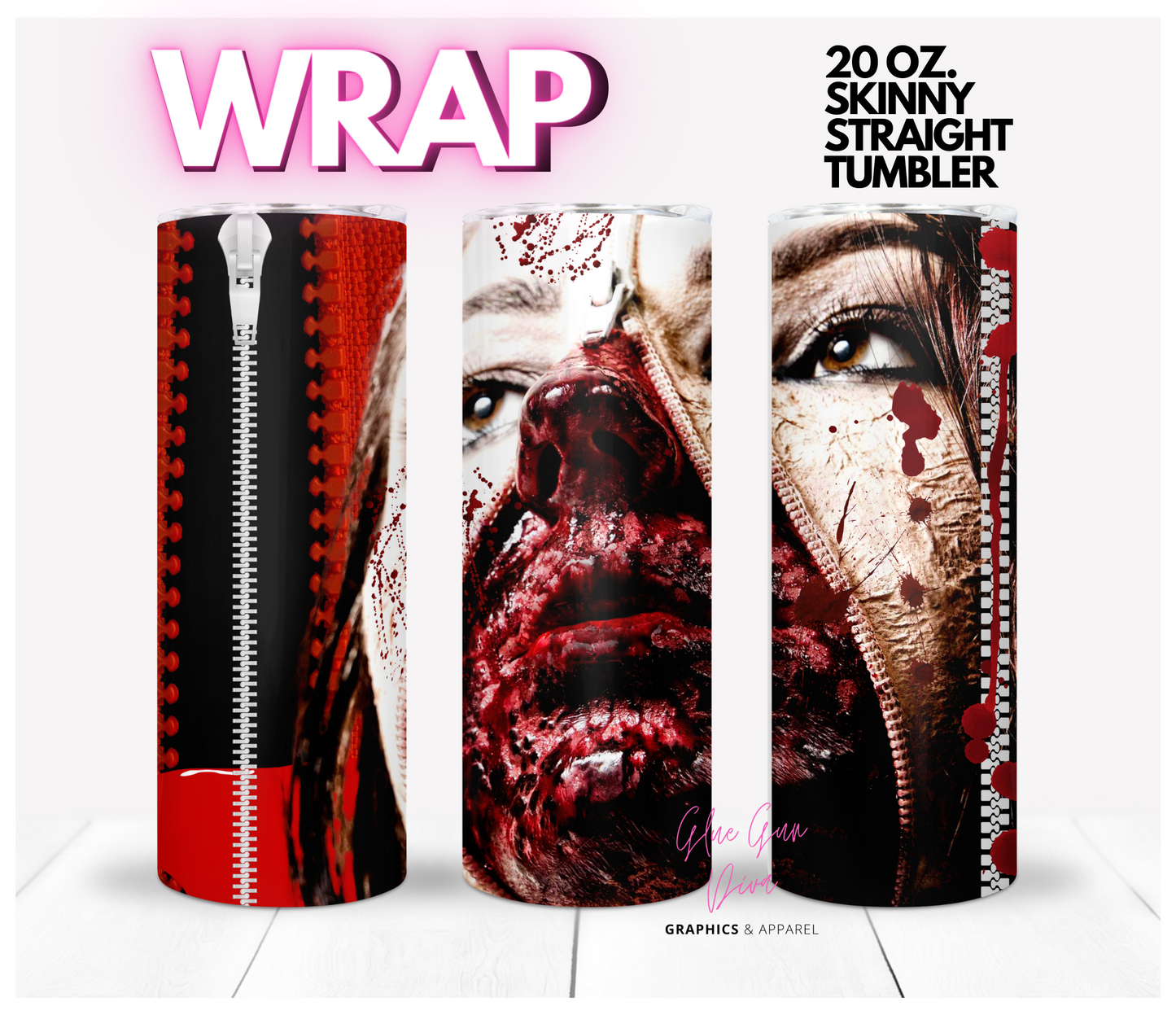 Zip It-  Digital tumbler wrap for 20 oz skinny straight tumbler