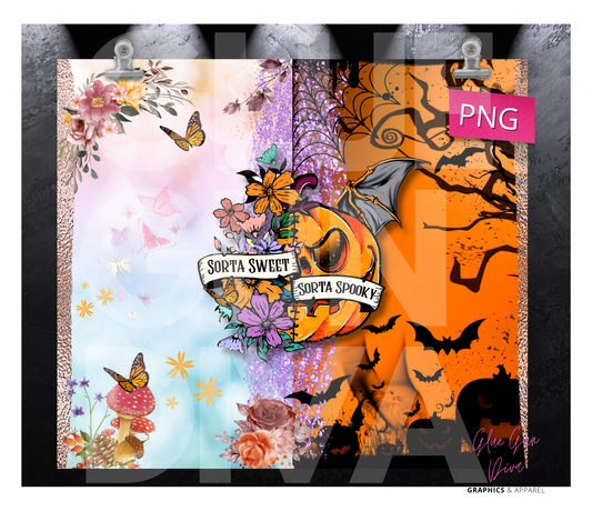 Sorta Sweet Sorta Spooky-  Digital tumbler wrap for 20 oz skinny straight tumbler