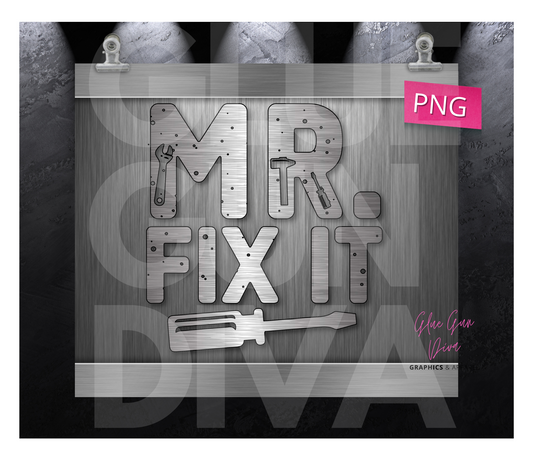 Mr Fix It- Digital tumbler wrap for 20 oz skinny straight tumbler