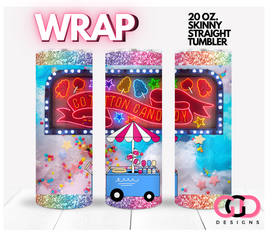 Cotton Candy Fair-   Digital tumbler wrap for 20 oz skinny straight tumbler