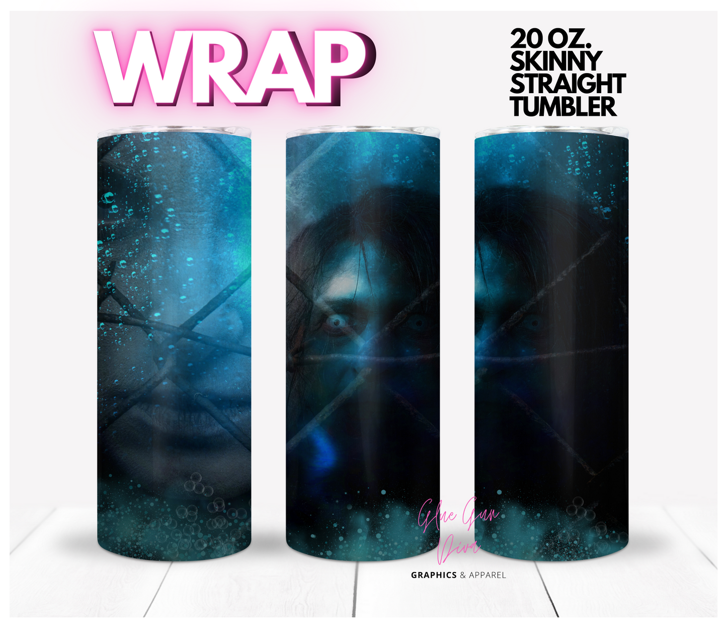 Under Water -  Digital tumbler wrap for 20 oz skinny straight tumbler