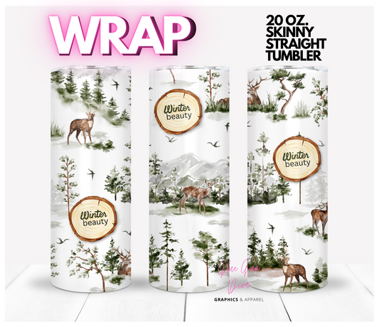 Winter Beauty - Digital tumbler wrap for 20 oz skinny straight tumbler