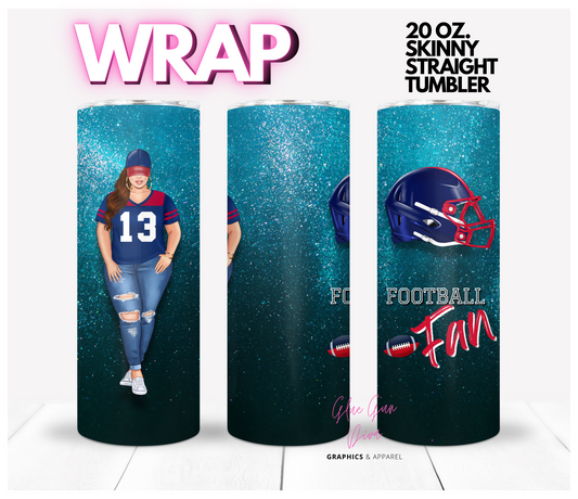 Football Fan Curvy Skin Tone 1 -  Digital tumbler wrap for 20 oz skinny straight tumbler