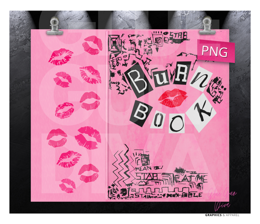 Burn Book Cover Mean Girls-  Digital tumbler wrap for 20 oz skinny straight tumbler