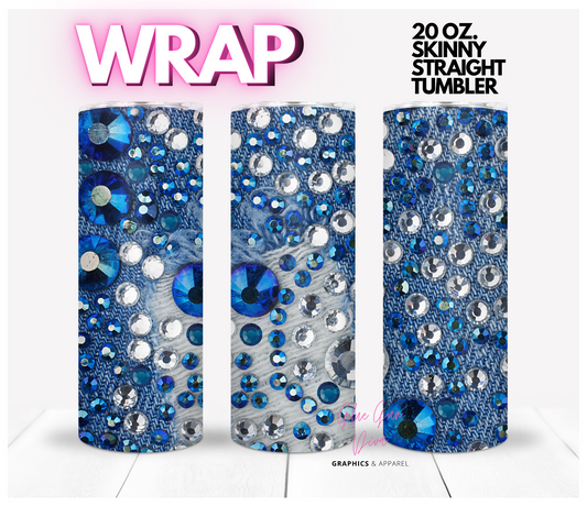 Bedazzled Jean - Digital tumbler wrap for 20 oz skinny straight tumbler