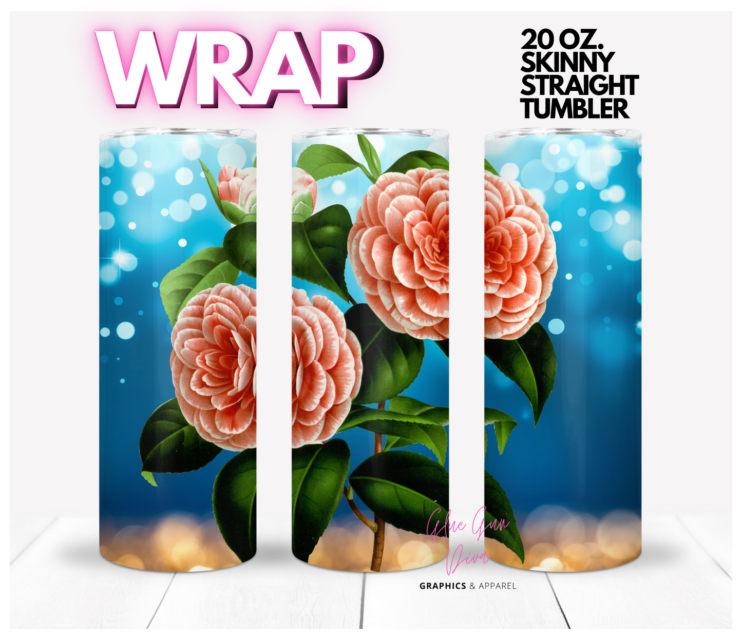 Magical Flowers-  Digital tumbler wrap for 20 oz skinny straight tumbler