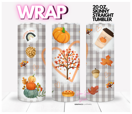 Love All About Fall -  Digital tumbler wrap for 20 oz skinny straight tumbler