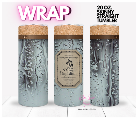 Apothecary Bottle Deadly Nightshade - Digital tumbler wrap for 20 oz skinny straight tumbler