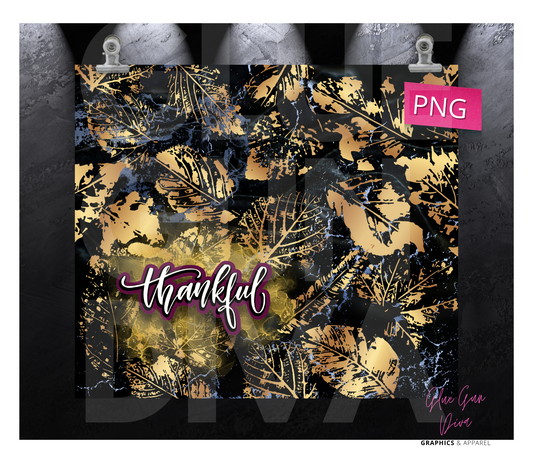 Thankful-  Digital tumbler wrap for 20 oz skinny straight tumbler