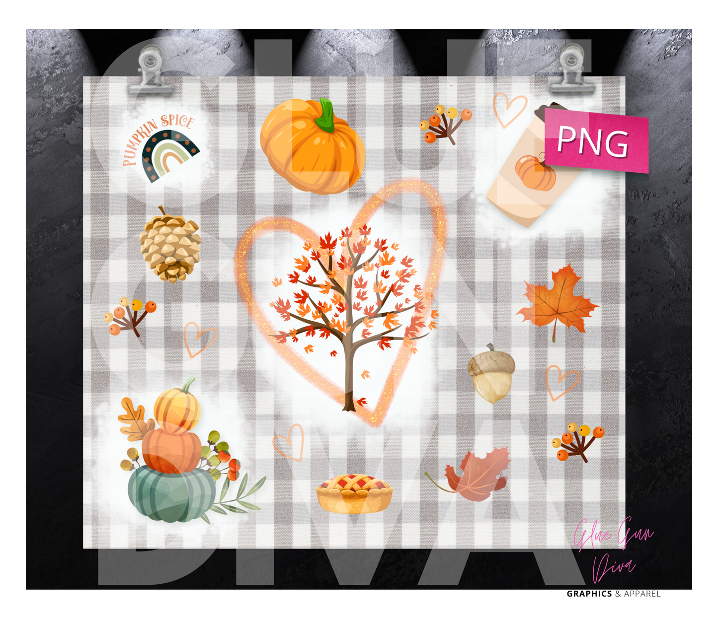 Love All About Fall -  Digital tumbler wrap for 20 oz skinny straight tumbler