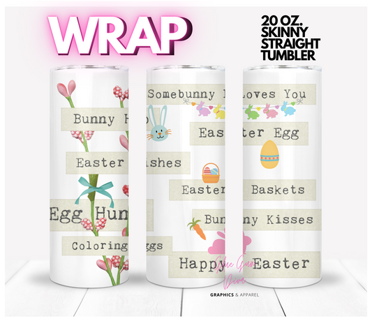 Easter Words White- Digital tumbler wrap for 20 oz skinny straight tumbler