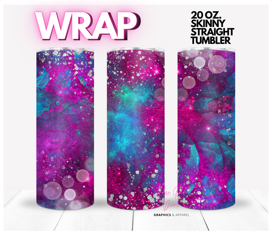 Fuchsia Party- Digital tumbler wrap for 20 oz skinny straight tumbler