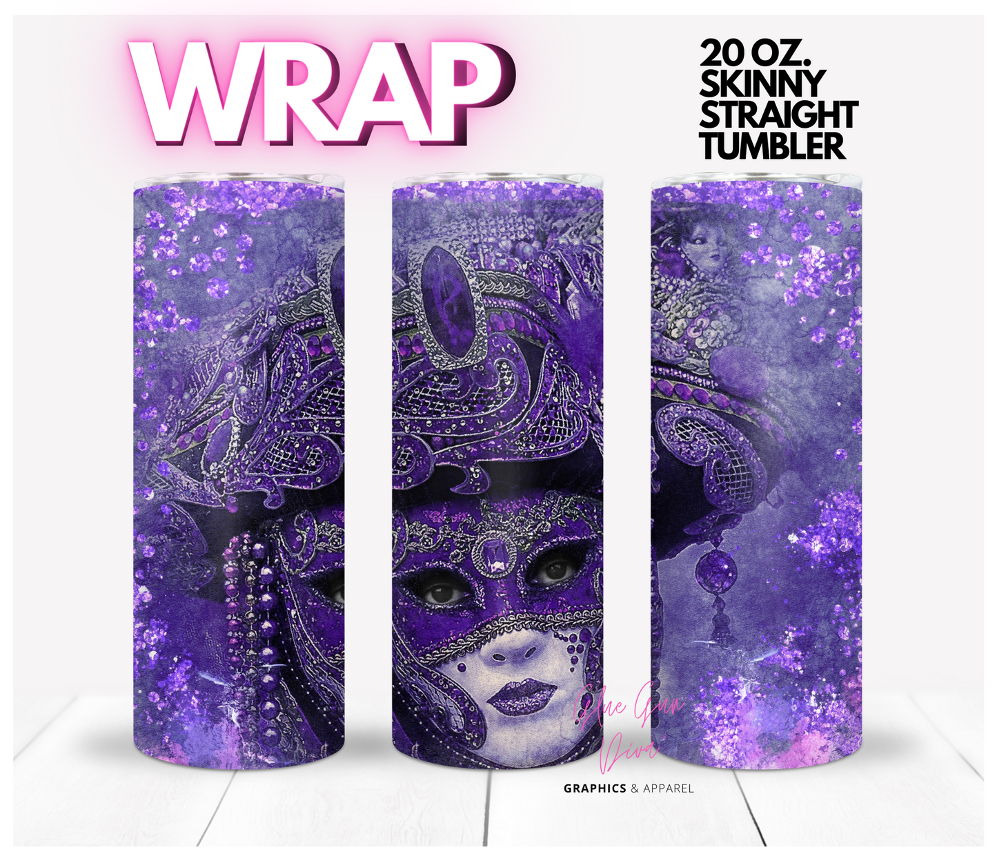 Purple Beauty-  Digital tumbler wrap for 20 oz skinny straight tumbler