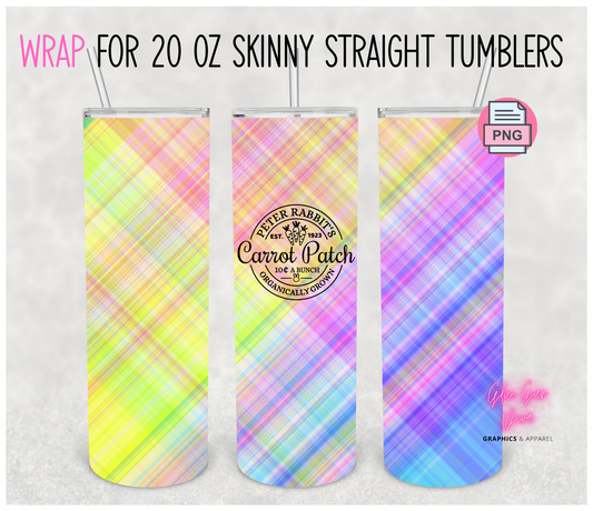 Carrot Patch Plaid  - Digital tumbler wrap for 20 oz skinny straight tumbler