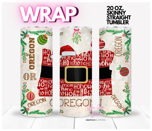 Oregon HoHoHo - Digital tumbler wrap for 20 oz skinny straight tumbler