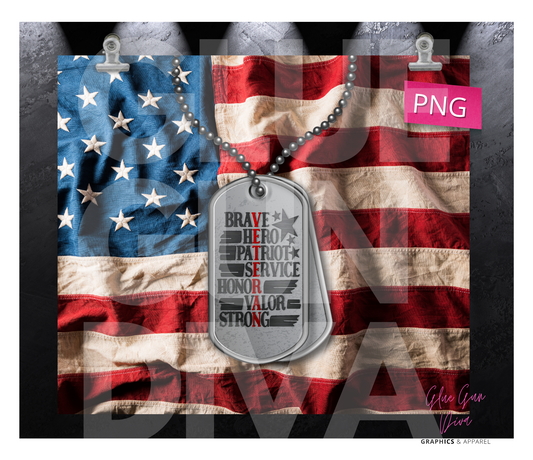 Veteran - Digital tumbler wrap for 20 oz skinny straight tumbler