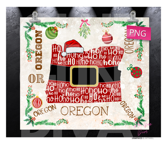 Oregon HoHoHo - Digital tumbler wrap for 20 oz skinny straight tumbler