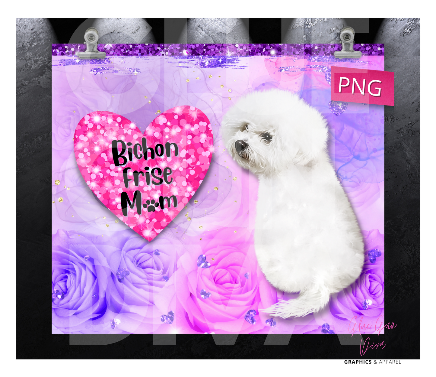 Bichon Frise Mom -   Digital tumbler wrap for 20 oz skinny straight tumbler