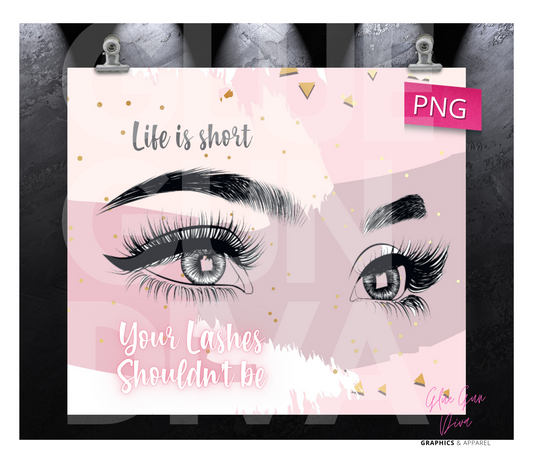 Long Lashes abstract pink- Digital tumbler wrap for 20 oz skinny straight tumbler