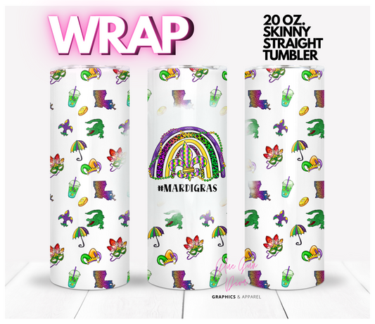 Mardigras Fun - Digital tumbler wrap for 20 oz skinny straight tumbler