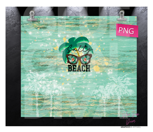 Salty Beach- Digital tumbler wrap for 20 oz skinny straight tumbler