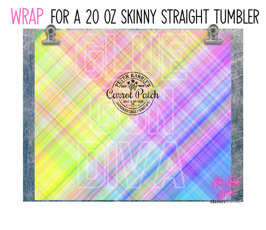 Carrot Patch Plaid  - Digital tumbler wrap for 20 oz skinny straight tumbler