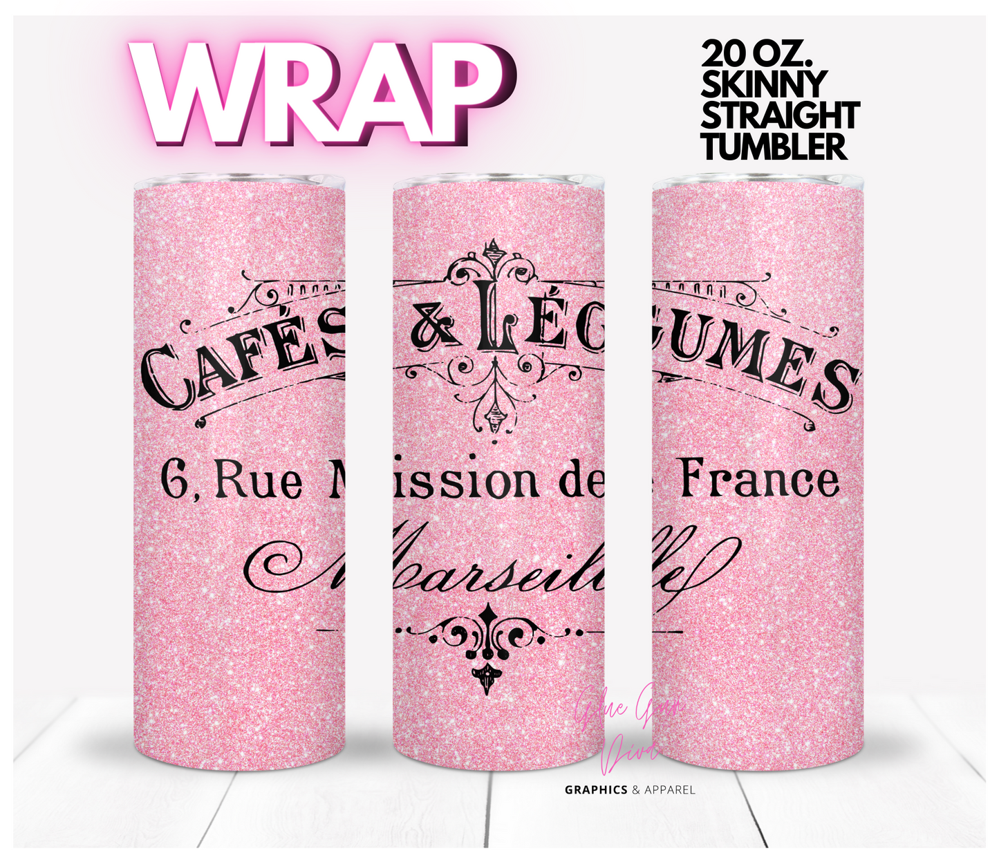 Cafes & Legumes - Digital tumbler wrap for 20 oz skinny straight tumbler