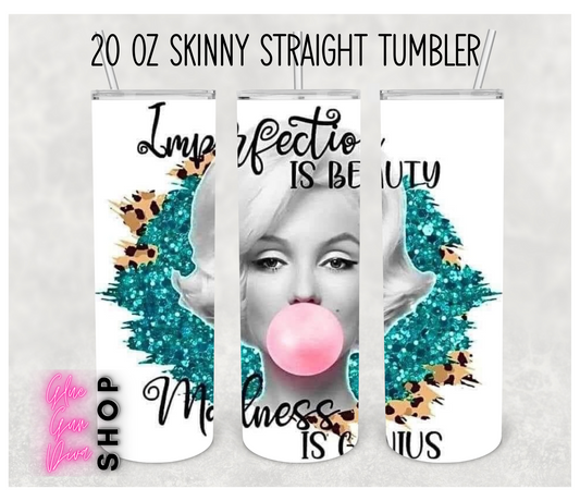 Marilyn Monroe Bubble Gum Genius handmade Tumbler