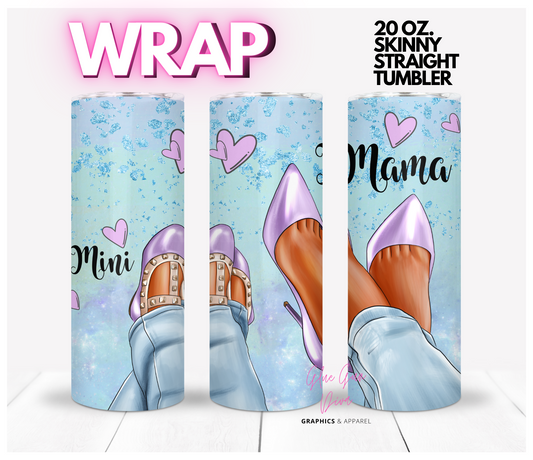 Mama and Mini Dress up shoes - Lavender - Digital tumbler wrap for 20 oz skinny straight tumbler