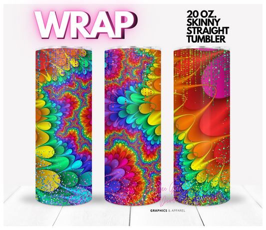 Rainbow color party -   Digital tumbler wrap for 20 oz skinny straight tumbler