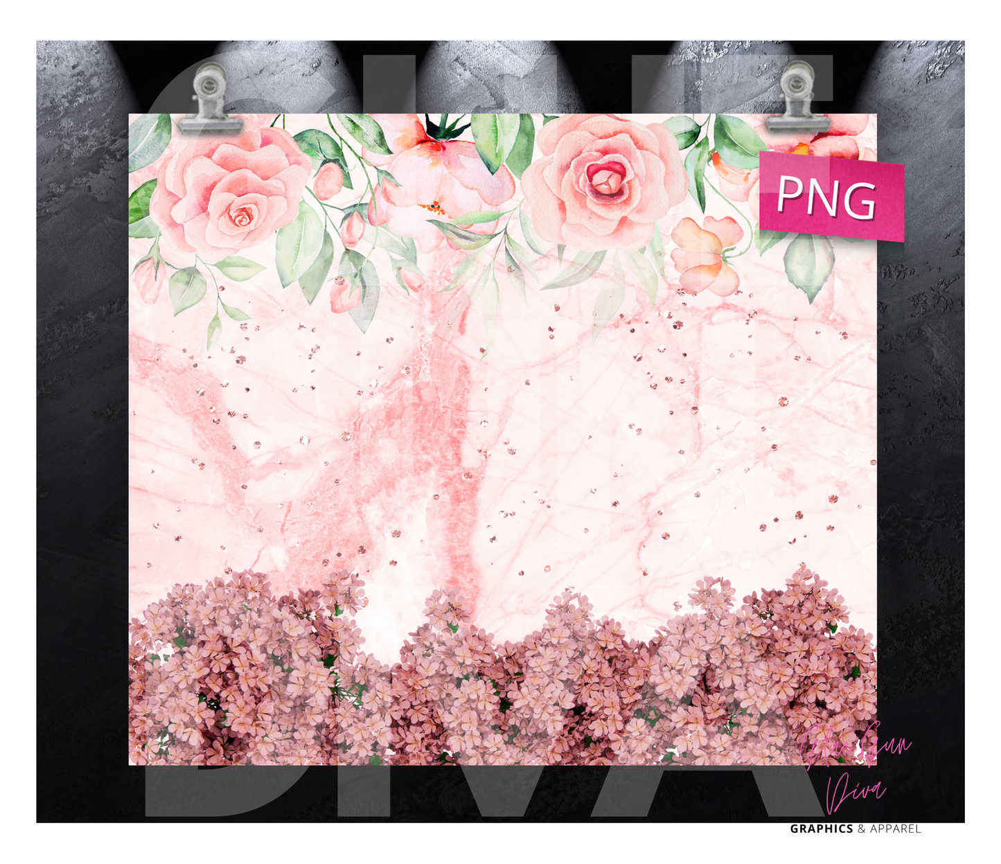 Flowers in Pink -  Digital tumbler wrap for 20 oz skinny straight tumbler