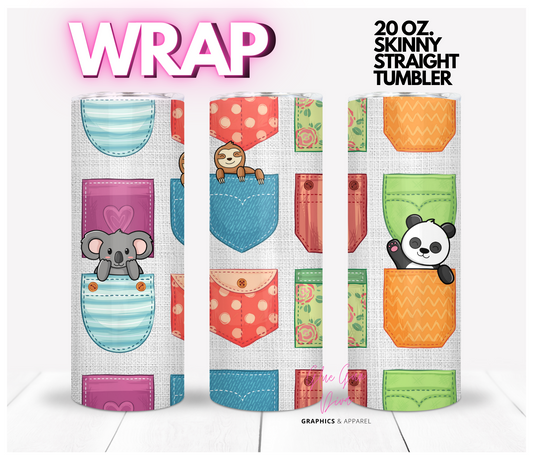 Pocket Friends - Digital tumbler wrap for 20 oz skinny straight tumbler