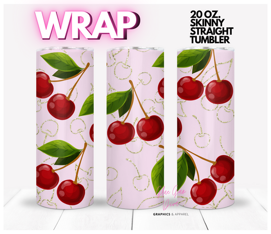 Cherries- Digital tumbler wrap for 20 oz skinny straight tumbler