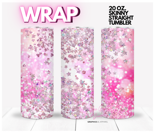 Pink Glitter Goodness- Digital tumbler wrap for 20 oz skinny straight tumbler