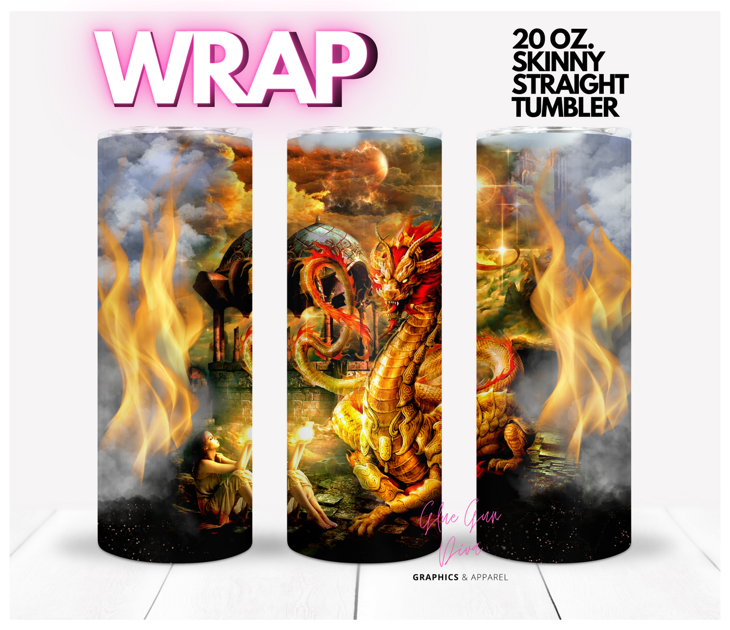 Dragon Dream - Digital tumbler wrap for 20 oz skinny straight tumbler