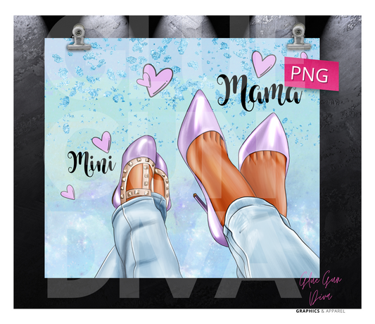 Mama and Mini Dress up shoes - Lavender - Digital tumbler wrap for 20 oz skinny straight tumbler