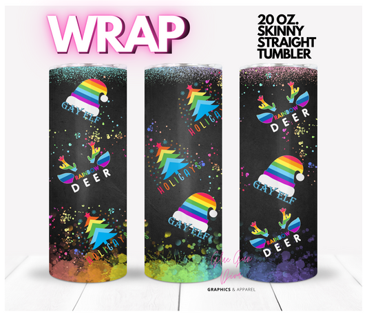 Pride Holigays - Digital tumbler wrap for 20 oz skinny straight tumbler