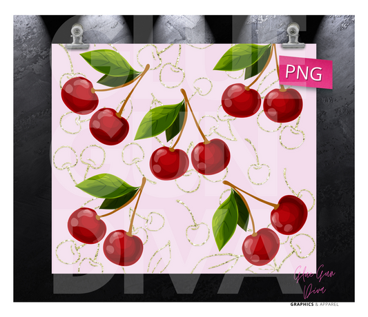 Cherries- Digital tumbler wrap for 20 oz skinny straight tumbler