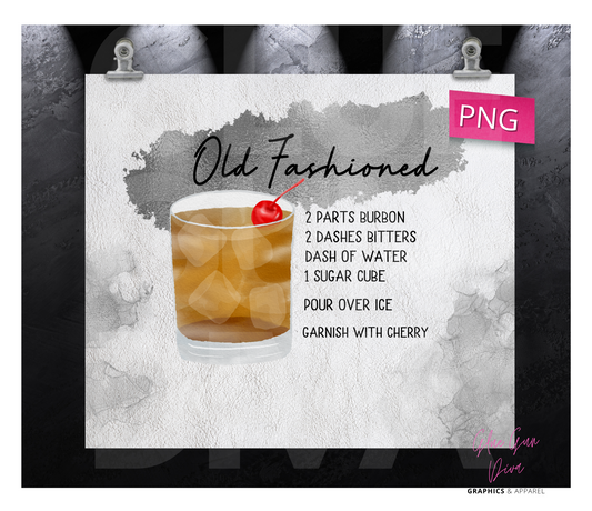 Old fashioned- Digital tumbler wrap for 20 oz skinny straight tumbler