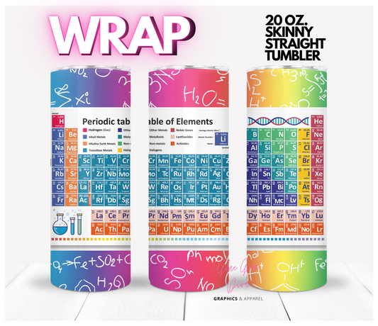 Periodic Table of Elements - Digital tumbler wrap for 20 oz skinny straight tumbler