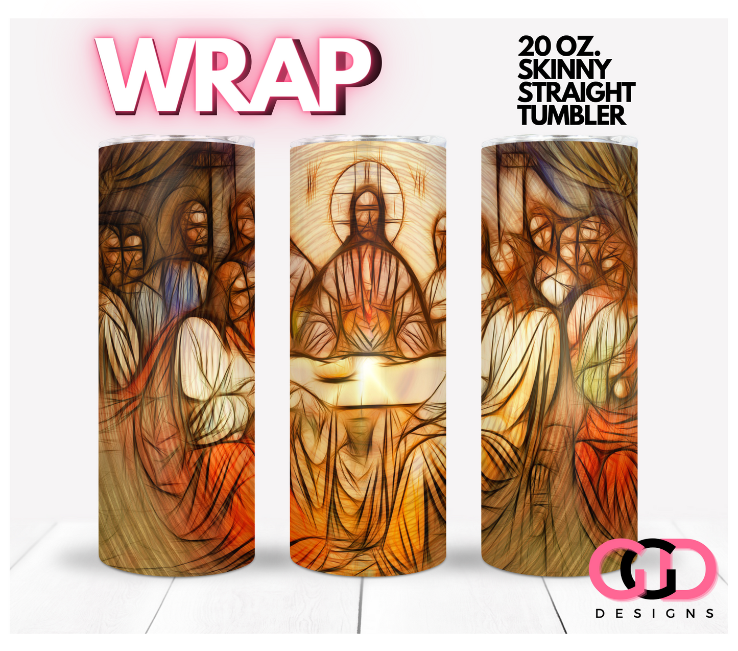 The Last Supper - Wine- Digital tumbler wrap for 20 oz skinny straight tumbler