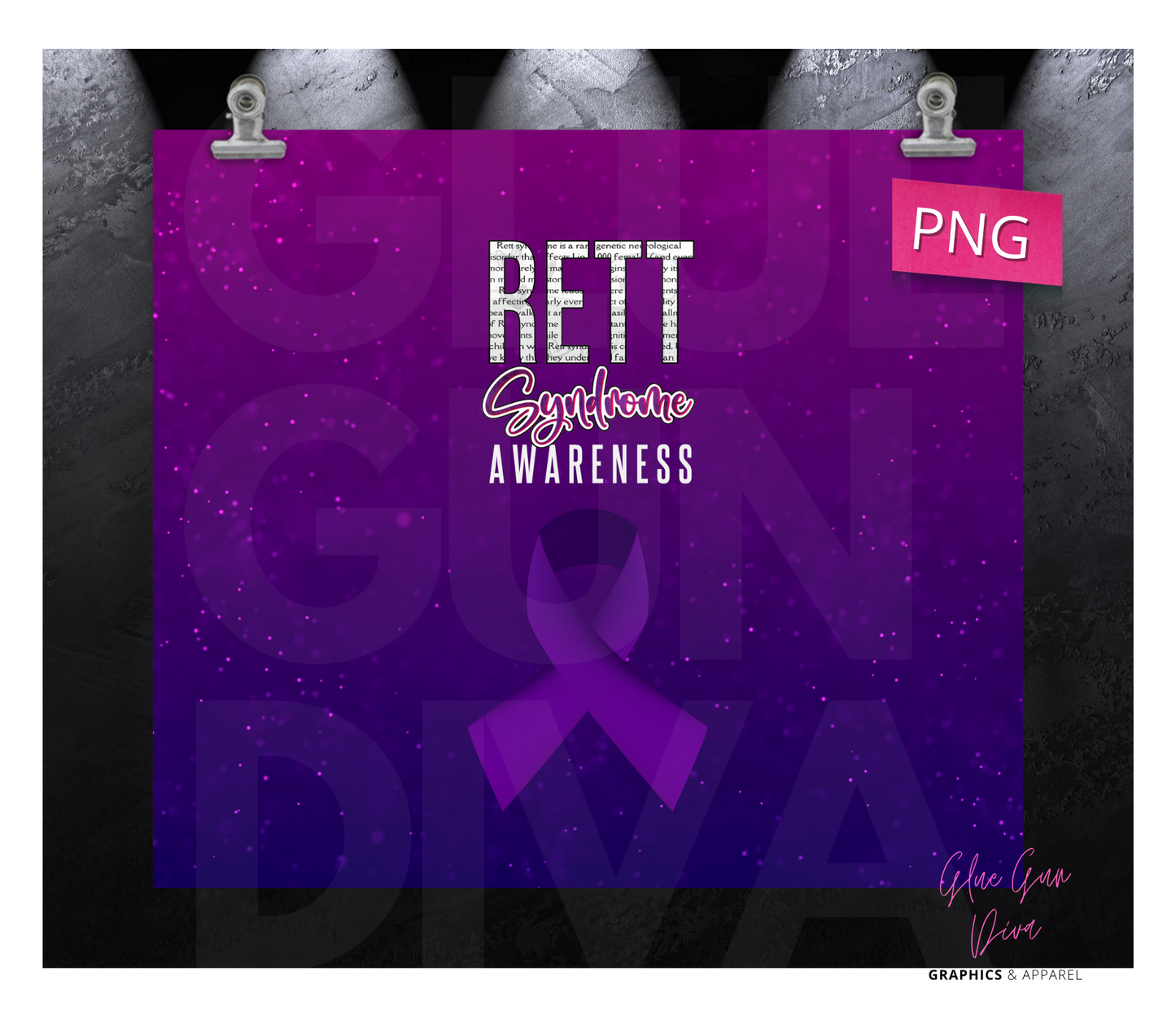 Rett Syndrome Awareness 2- Digital tumbler wrap for 20 oz skinny straight tumbler