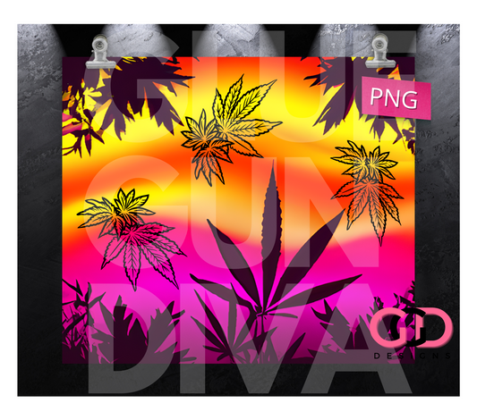 Cannabis Sunset -Digital tumbler wrap for 20 oz skinny straight tumbler