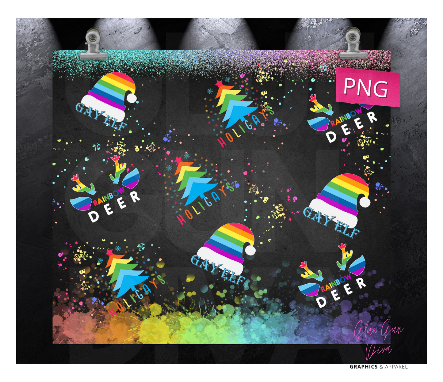 Pride Holigays - Digital tumbler wrap for 20 oz skinny straight tumbler